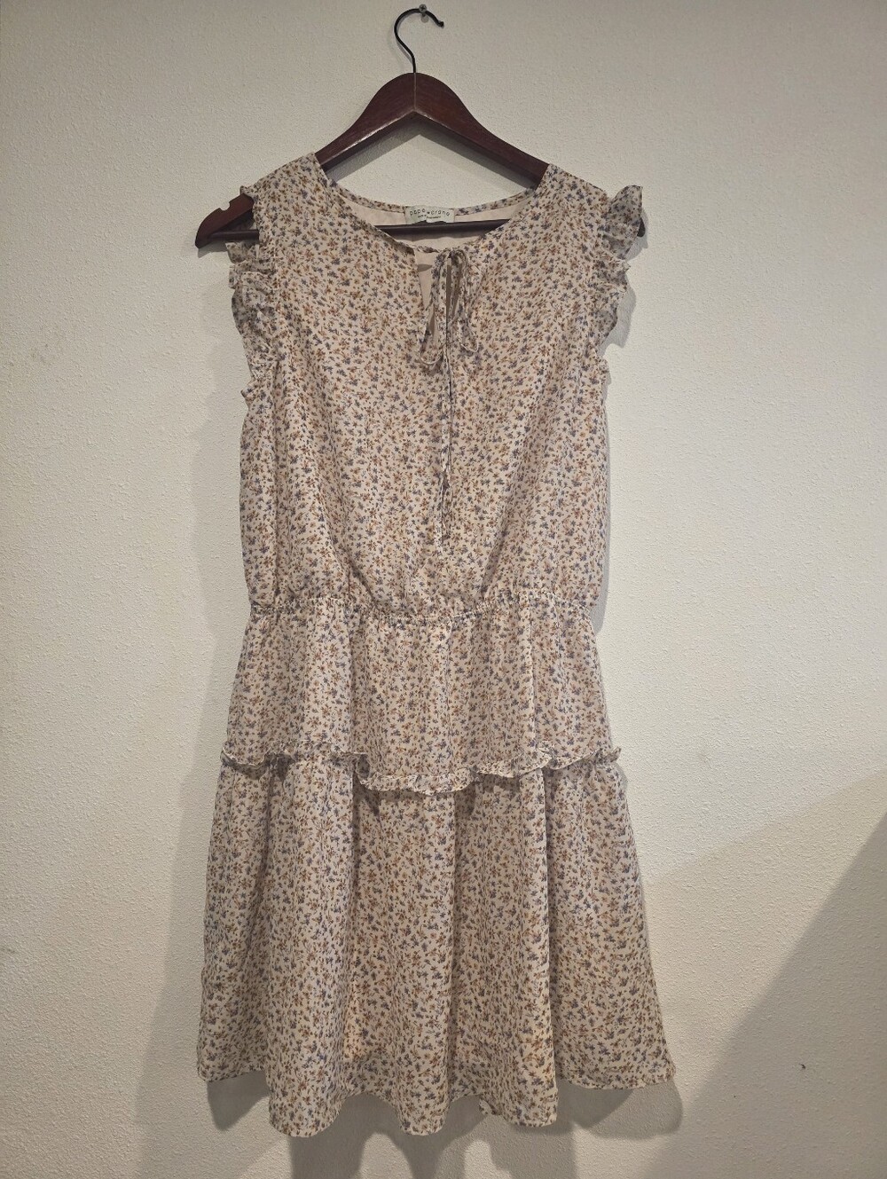 Paper Crane Floral Country Dress Sz Medium Ruffle Adjustable Waist